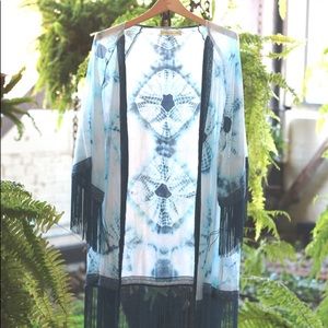 UO Staring at Stars Blue Tie Dye Kimono